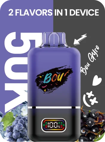 Bou Gyro 50.000 caladas – vaper desechable dos sabores en uno: Grape Ice y Blackcurrant