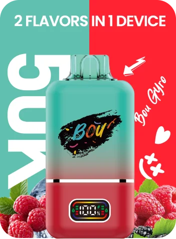 Bou Gyro 50.000 caladas – vaper desechable dos sabores en uno: Raspberry Ice y Grape Cranberry Blueberry Raspberry